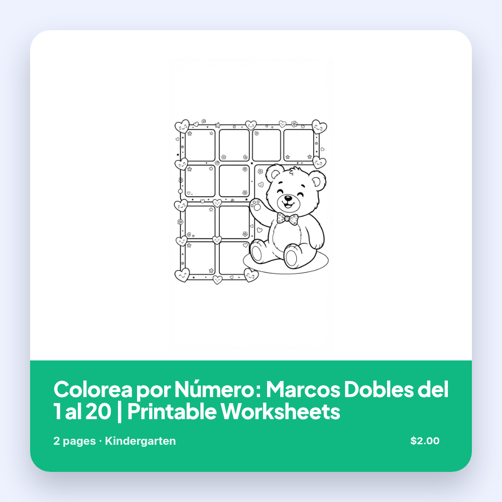 Colorea por Número: Marcos Dobles del 1 al 20 | Printable Worksheets
