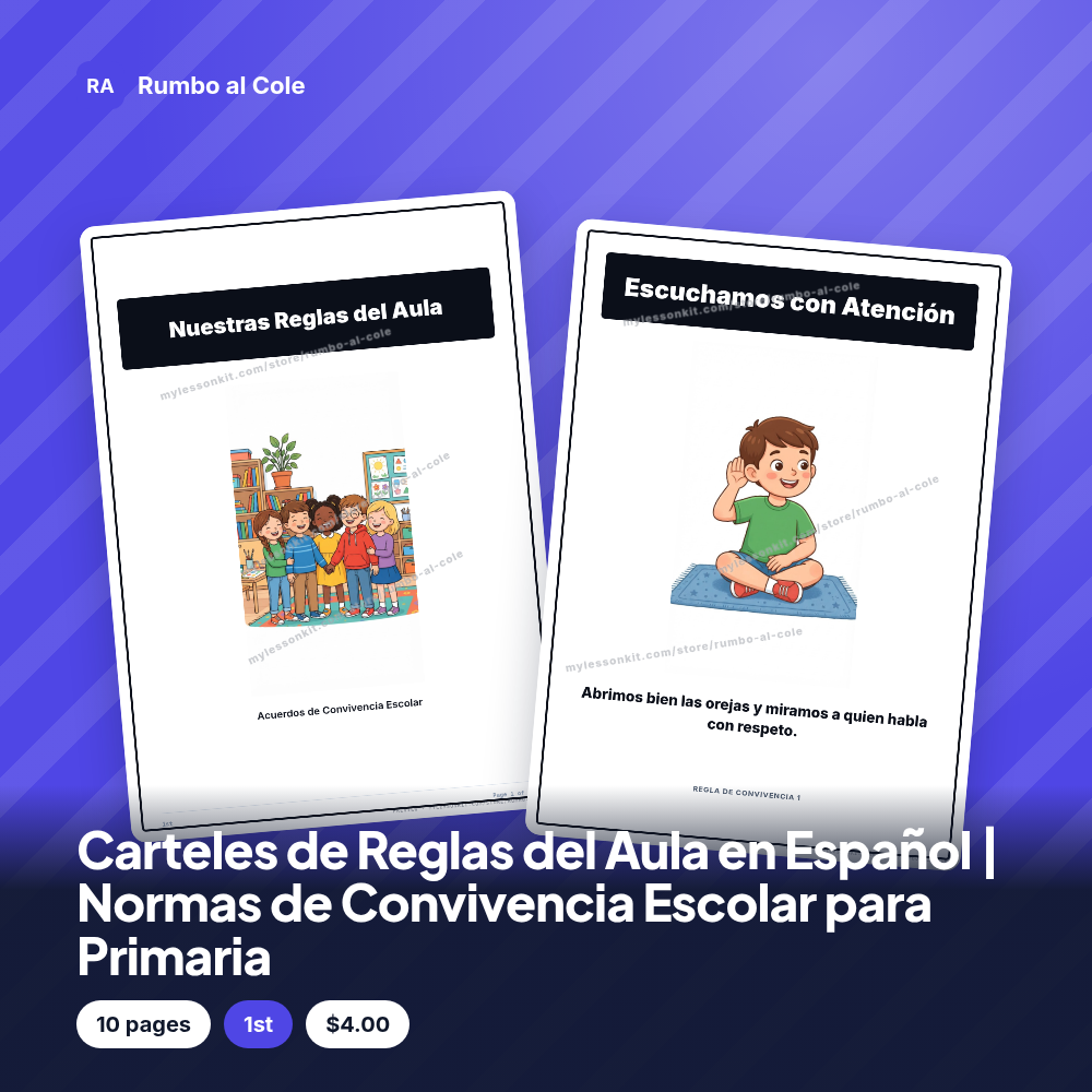 Carteles de Reglas del Aula en Español | Normas de Convivencia Escolar para Primaria
