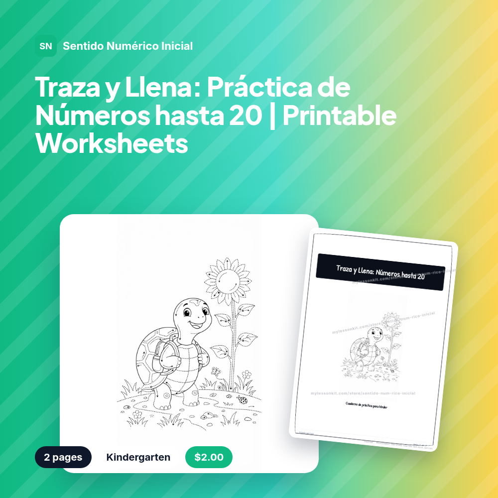 Traza y Llena: Práctica de Números hasta 20 | Printable Worksheets