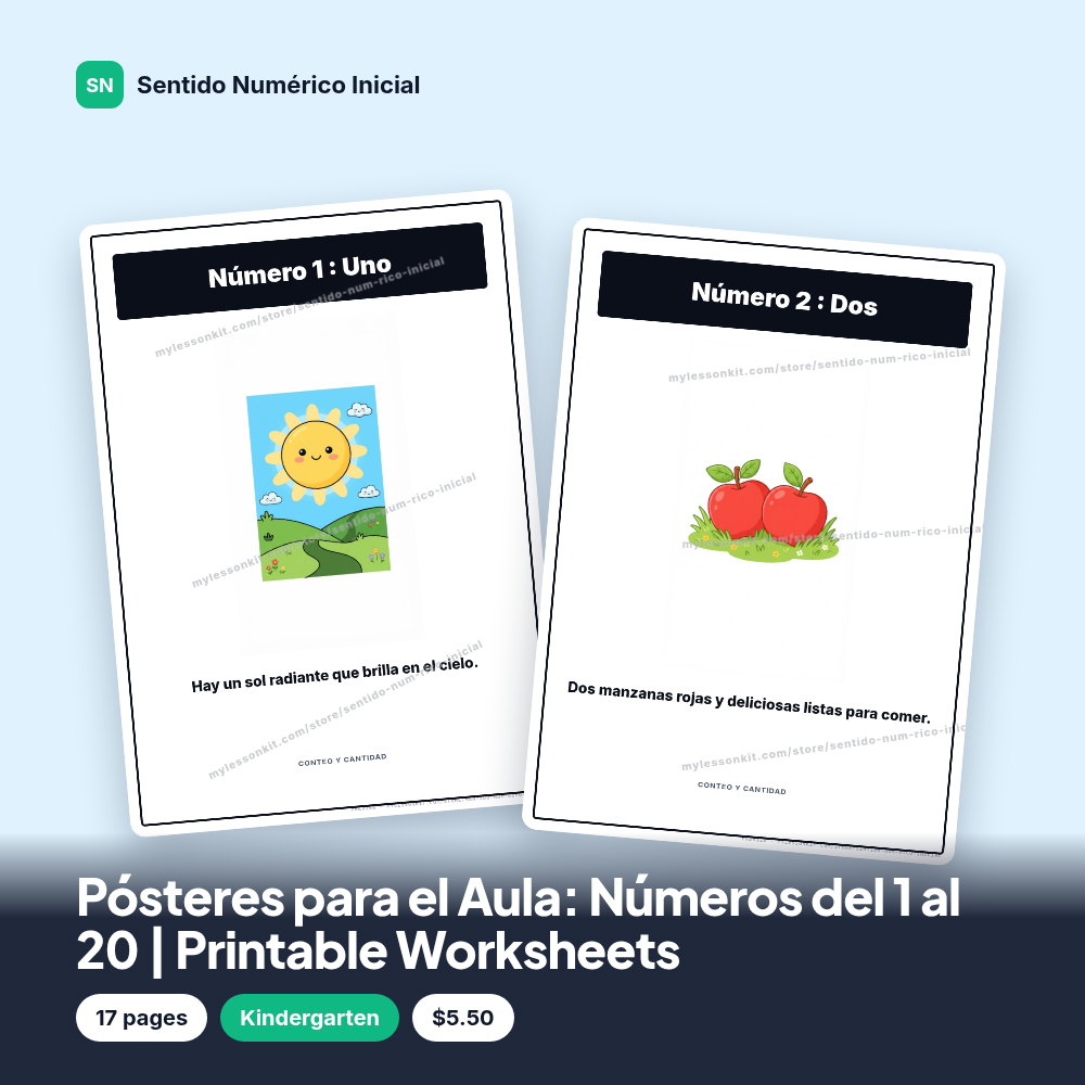 Pósteres para el Aula: Números del 1 al 20 | Printable Worksheets