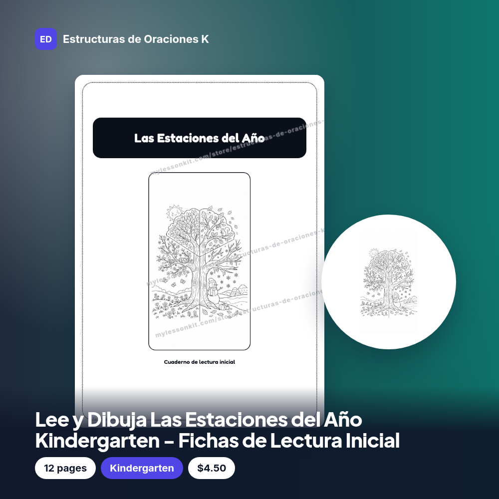 Lee y Dibuja Las Estaciones del Año Kindergarten - Fichas de Lectura Inicial