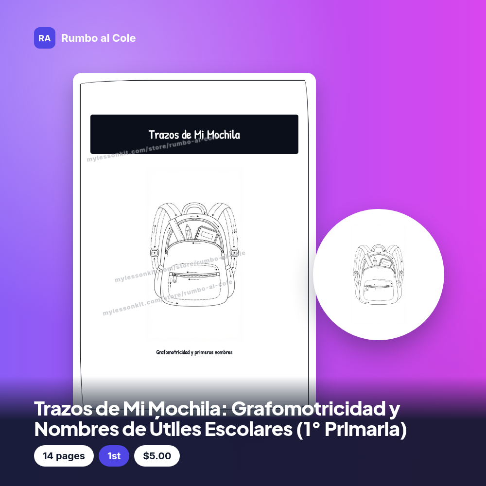 Trazos de Mi Mochila: Grafomotricidad y Nombres de Útiles Escolares (1° Primaria)