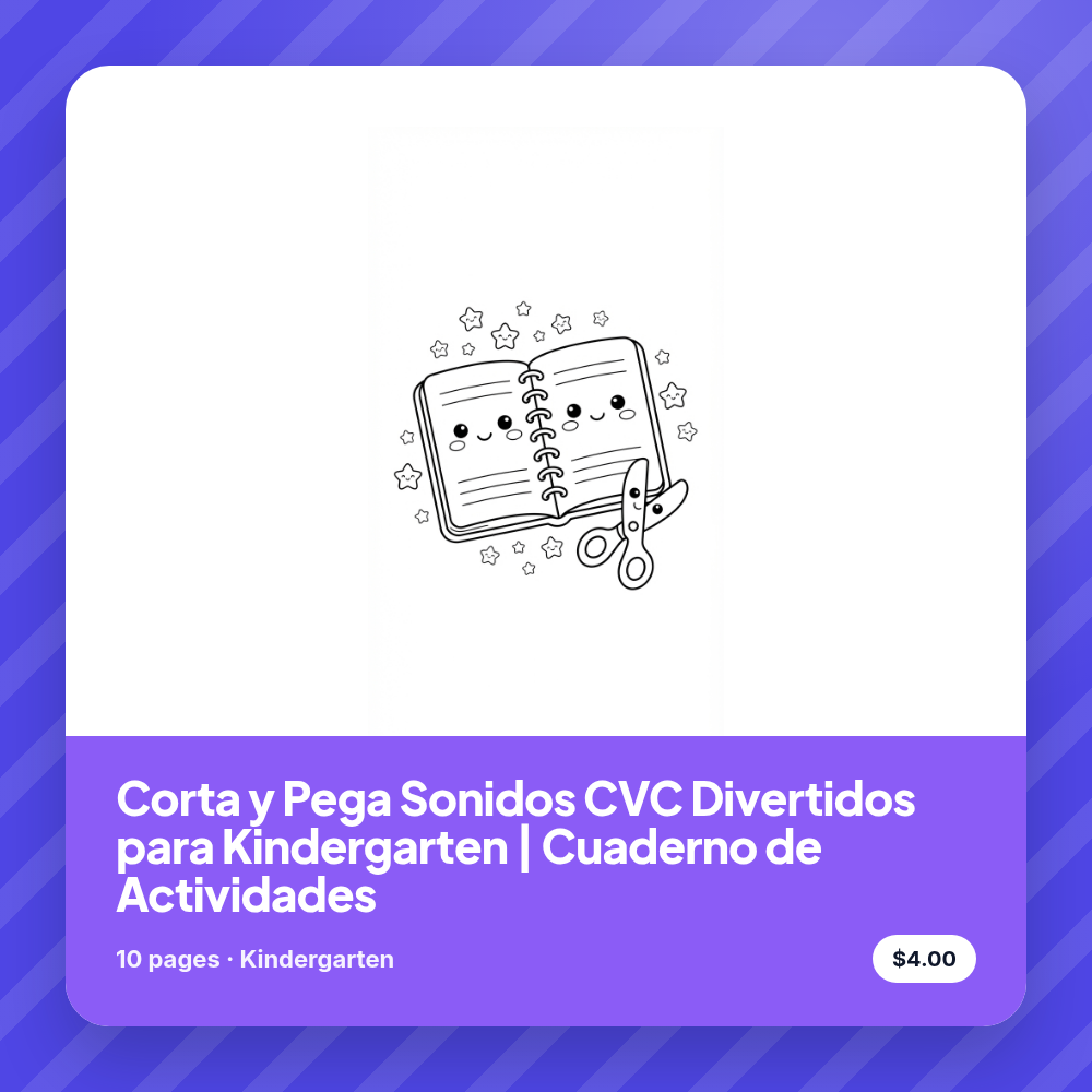 Corta y Pega Sonidos CVC Divertidos para Kindergarten | Cuaderno de Actividades