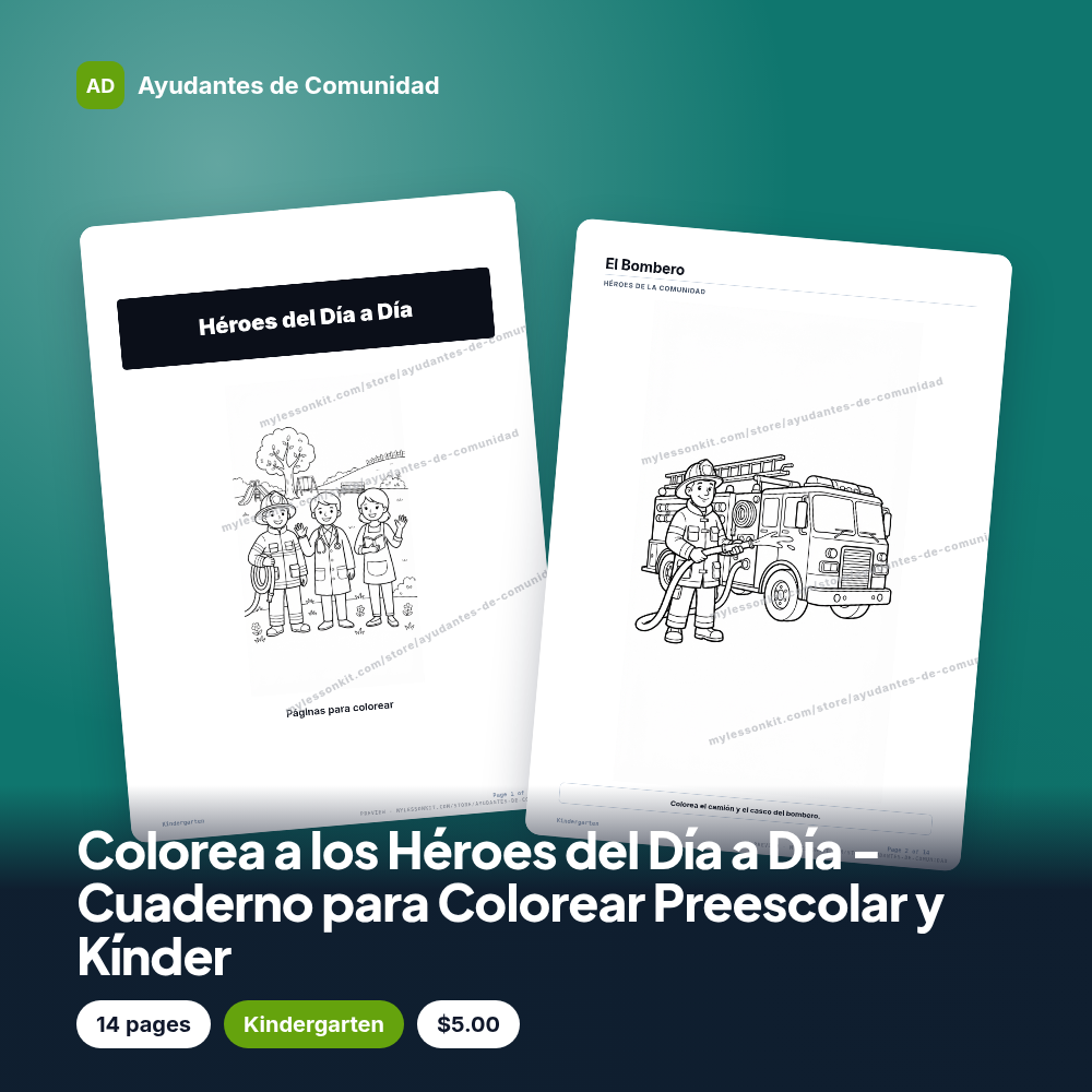 Colorea a los Héroes del Día a Día - Cuaderno para Colorear Preescolar y Kínder