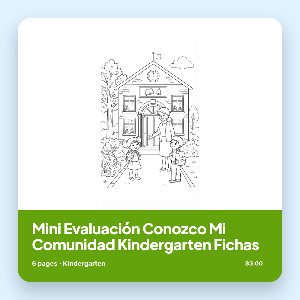 Mini Evaluación Conozco Mi Comunidad Kindergarten Fichas