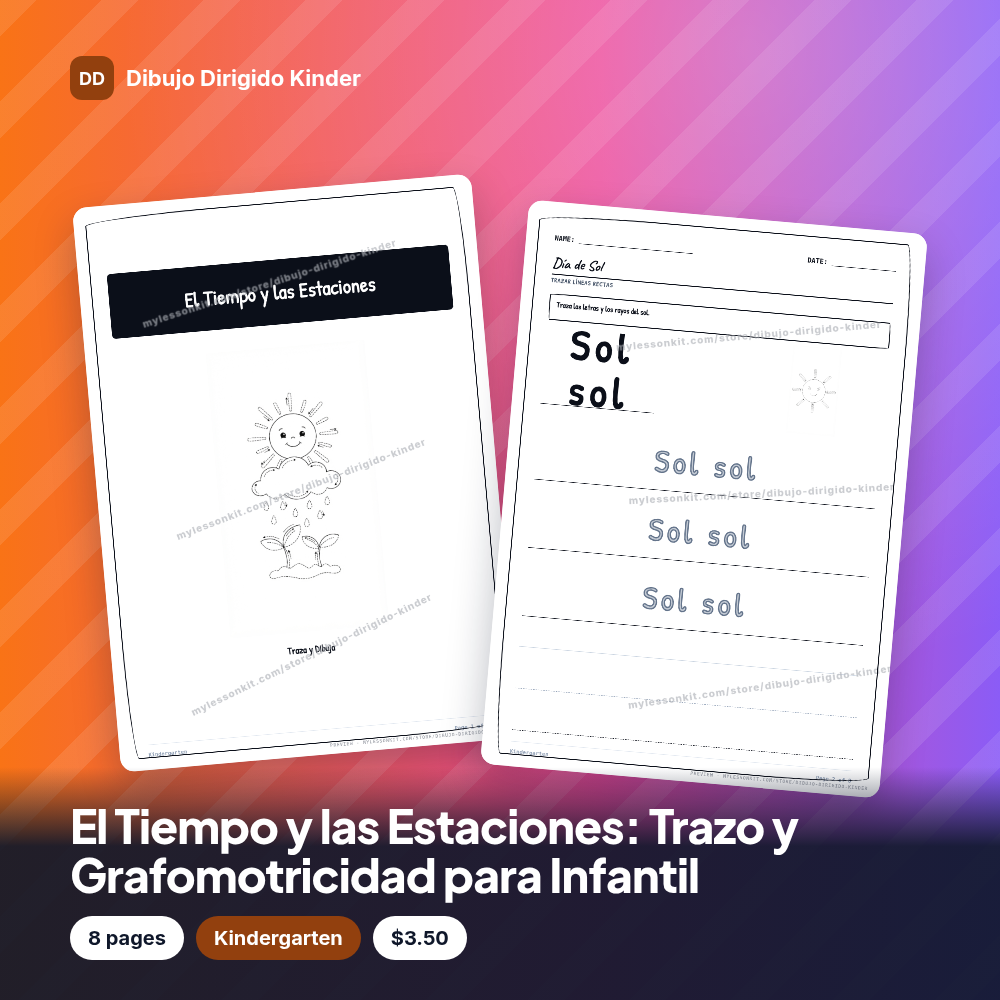 El Tiempo y las Estaciones: Trazo y Grafomotricidad para Infantil