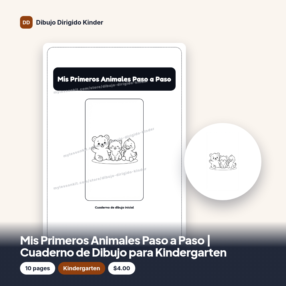 Mis Primeros Animales Paso a Paso | Cuaderno de Dibujo para Kindergarten