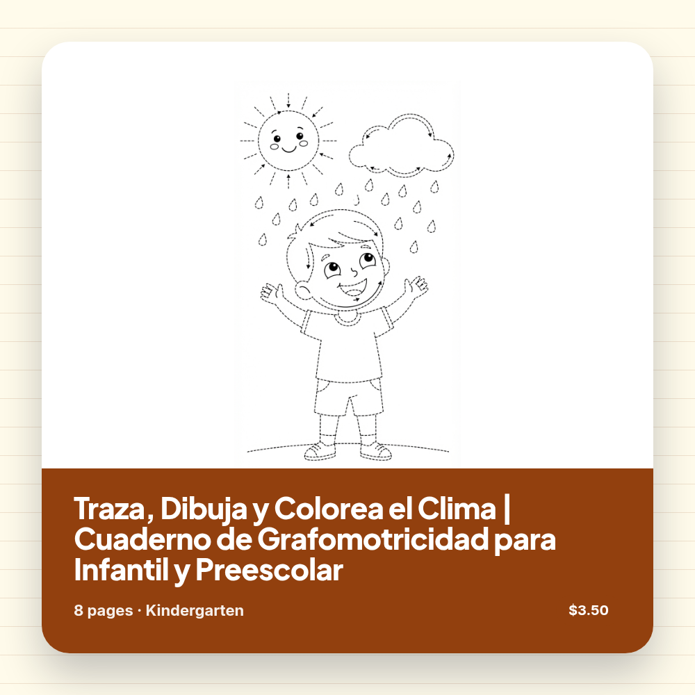 Traza, Dibuja y Colorea el Clima | Cuaderno de Grafomotricidad para Infantil y Preescolar