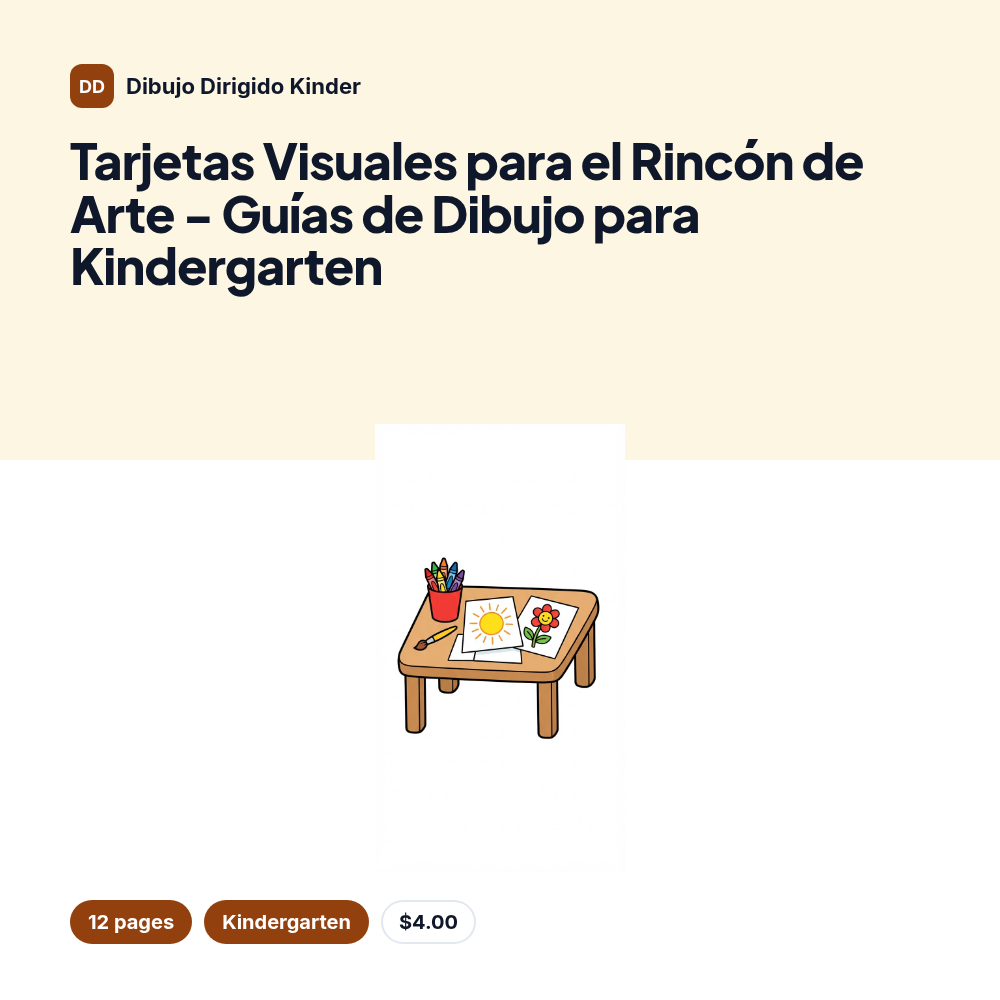 Tarjetas Visuales para el Rincón de Arte - Guías de Dibujo para Kindergarten