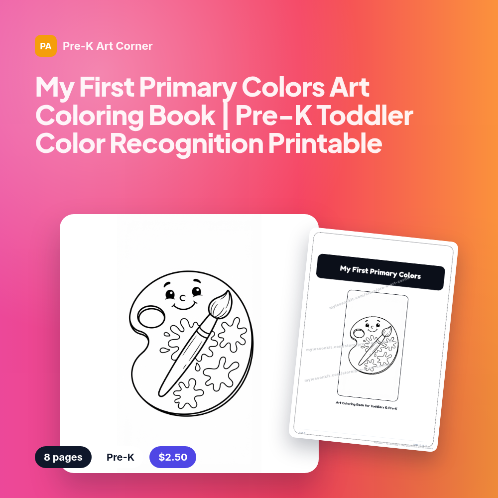 My First Primary Colors Art Coloring Book | Pre-K Toddler Color Recognition Printable