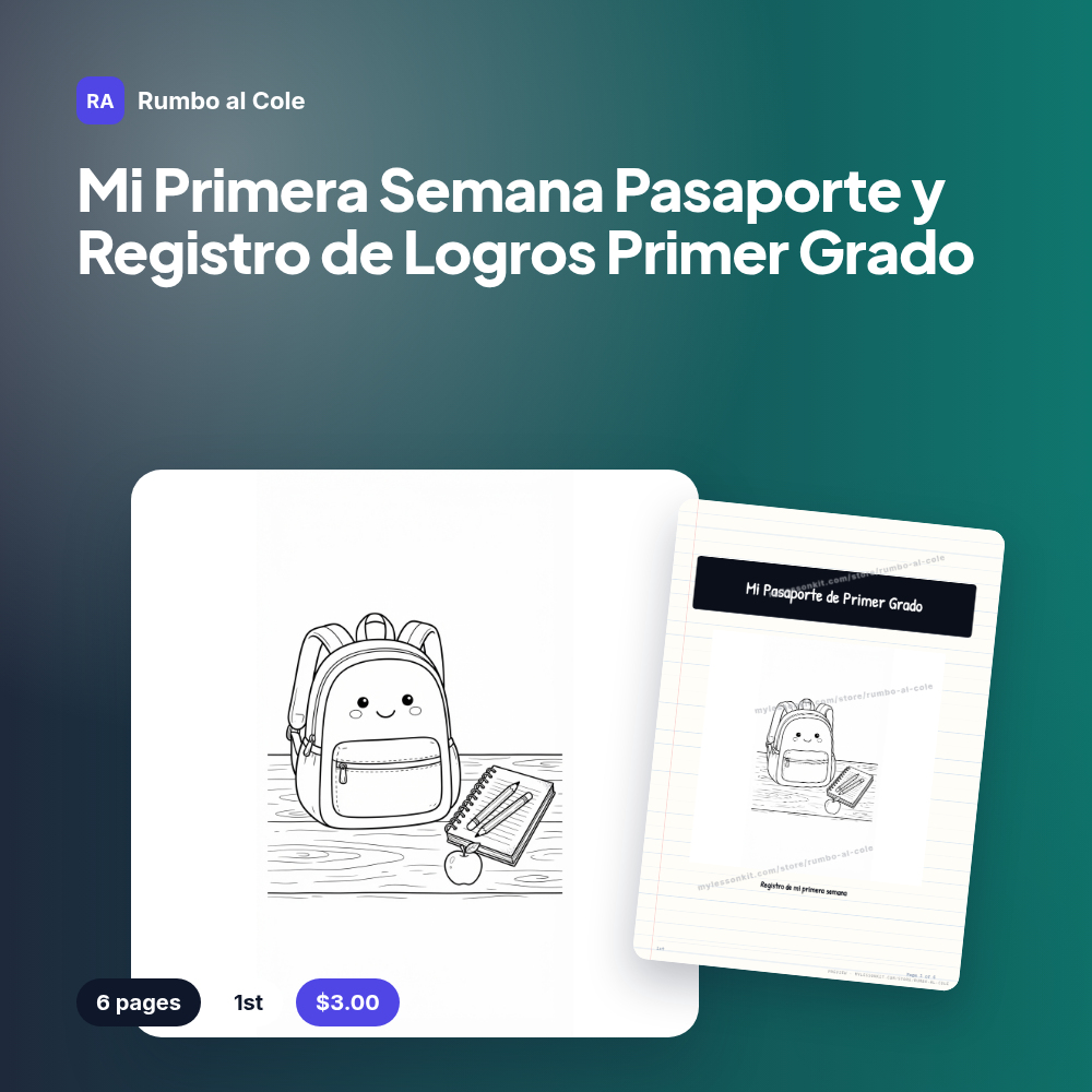 Mi Primera Semana Pasaporte y Registro de Logros Primer Grado