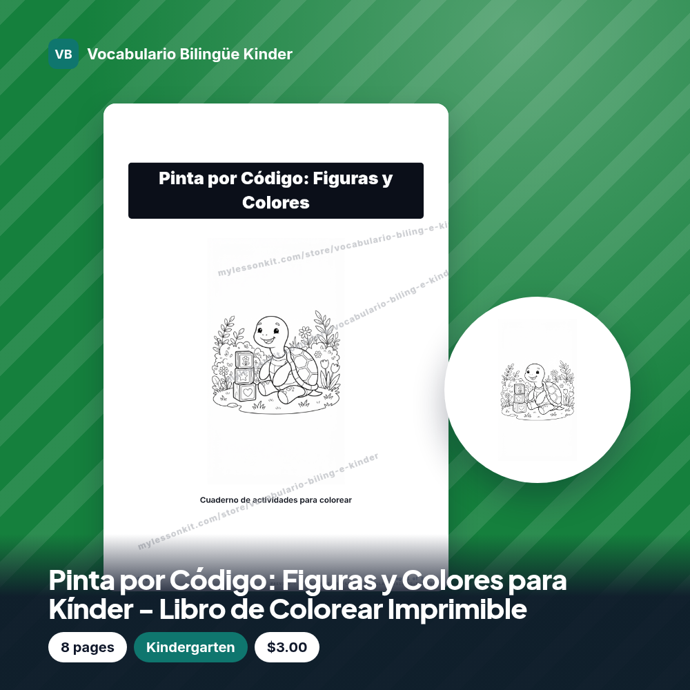 Pinta por Código: Figuras y Colores para Kínder - Libro de Colorear Imprimible