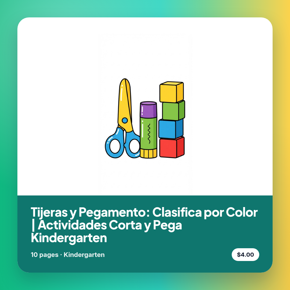 Tijeras y Pegamento: Clasifica por Color | Actividades Corta y Pega Kindergarten