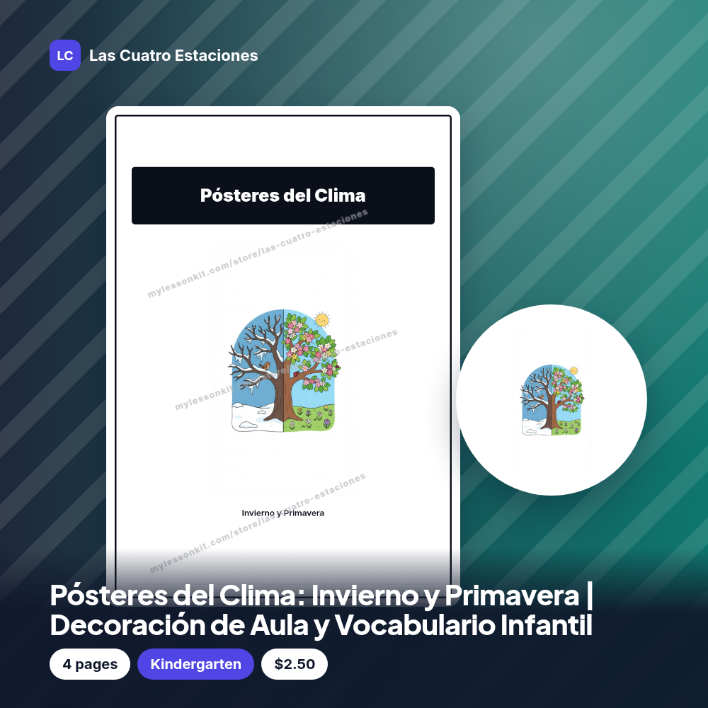 Pósteres del Clima: Invierno y Primavera | Decoración de Aula y Vocabulario Infantil