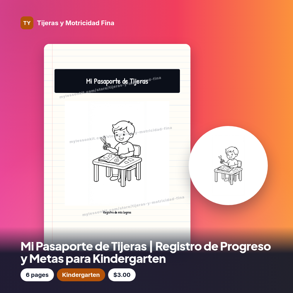 Mi Pasaporte de Tijeras | Registro de Progreso y Metas para Kindergarten