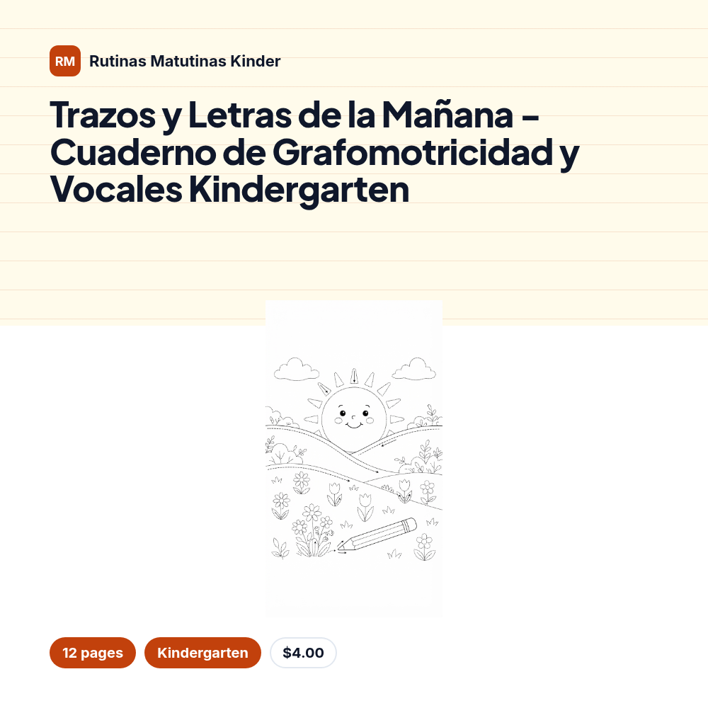 Trazos y Letras de la Mañana - Cuaderno de Grafomotricidad y Vocales Kindergarten