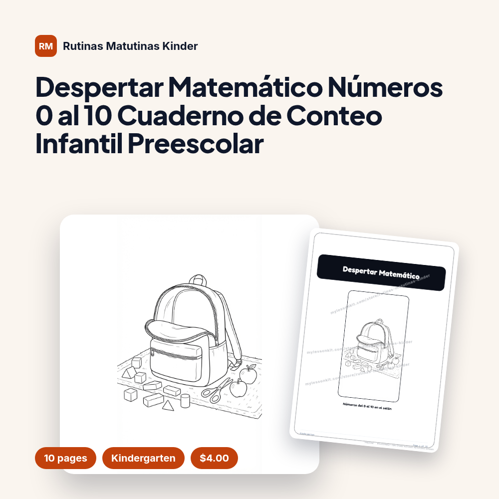 Despertar Matemático Números 0 al 10 Cuaderno de Conteo Infantil Preescolar