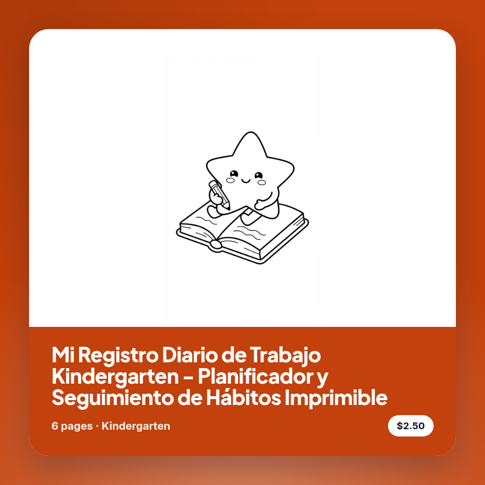 Mi Registro Diario de Trabajo Kindergarten - Planificador y Seguimiento de Hábitos Imprimible