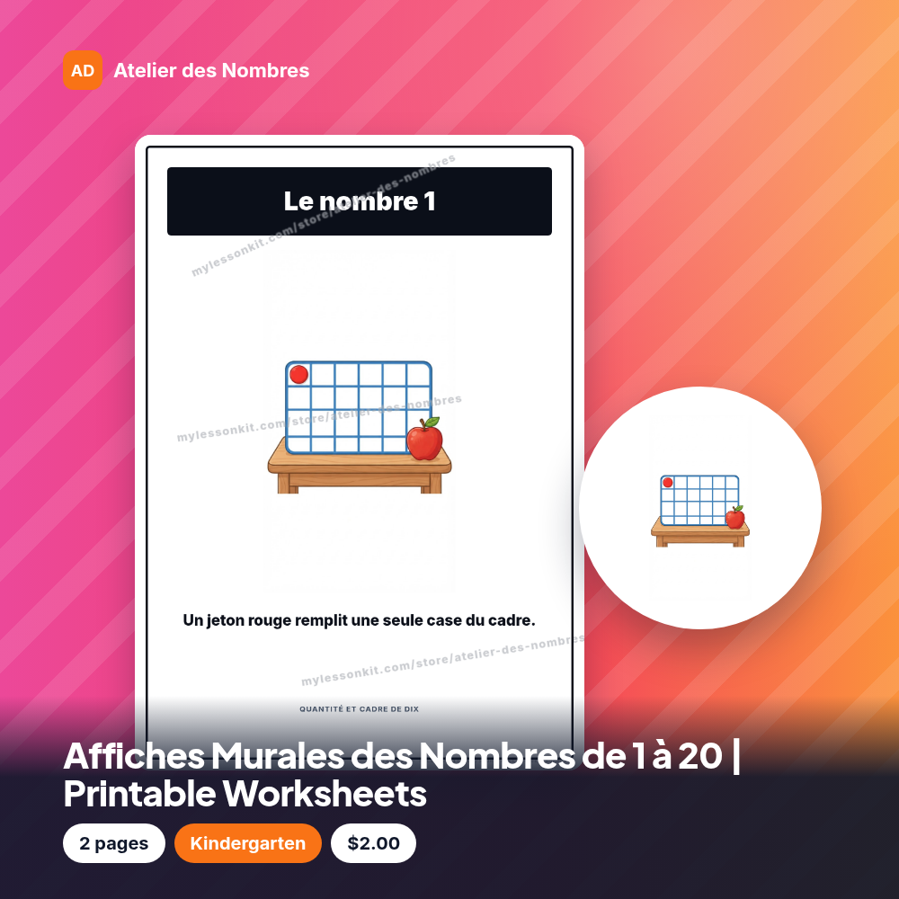 Affiches Murales des Nombres de 1 à 20 | Printable Worksheets
