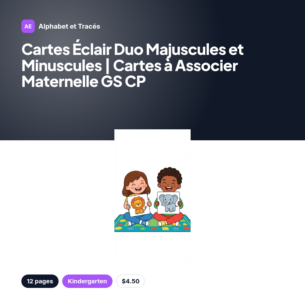 Cartes Éclair Duo Majuscules et Minuscules | Cartes à Associer Maternelle GS CP