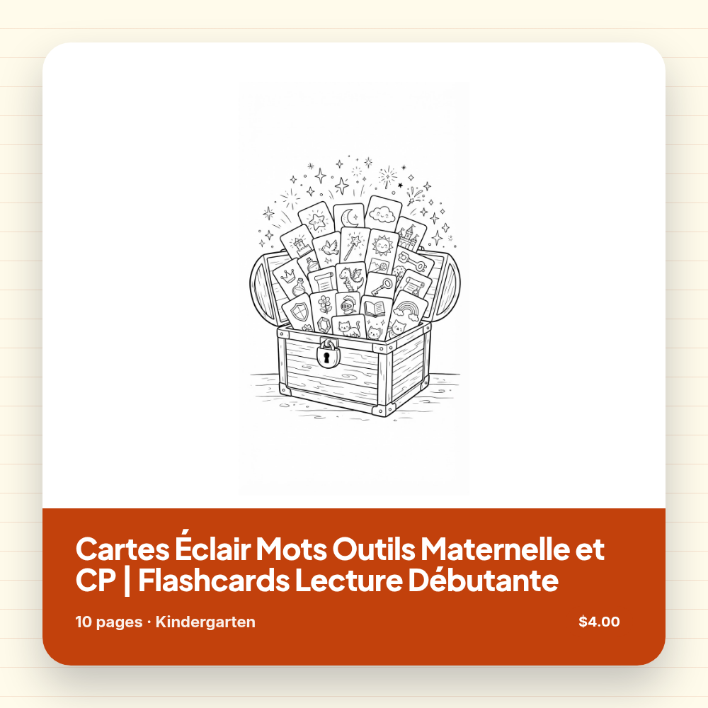 Cartes Éclair Mots Outils Maternelle et CP | Flashcards Lecture Débutante