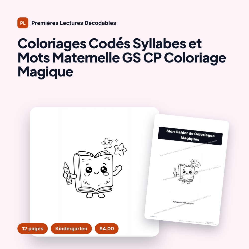 Coloriages Codés Syllabes et Mots Maternelle GS CP Coloriage Magique
