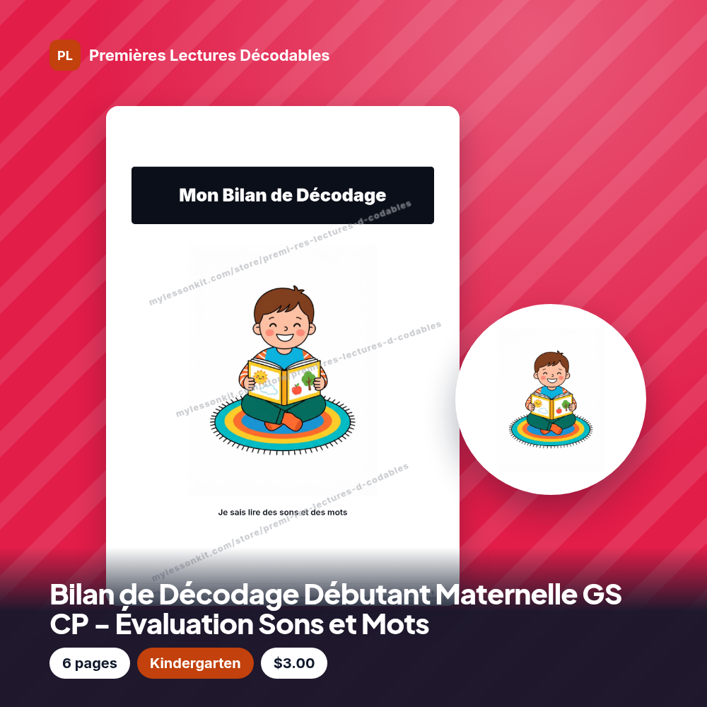 Bilan de Décodage Débutant Maternelle GS CP - Évaluation Sons et Mots
