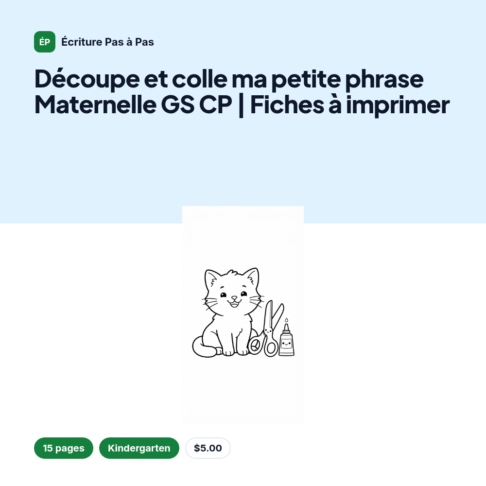 Découpe et colle ma petite phrase Maternelle GS CP | Fiches à imprimer