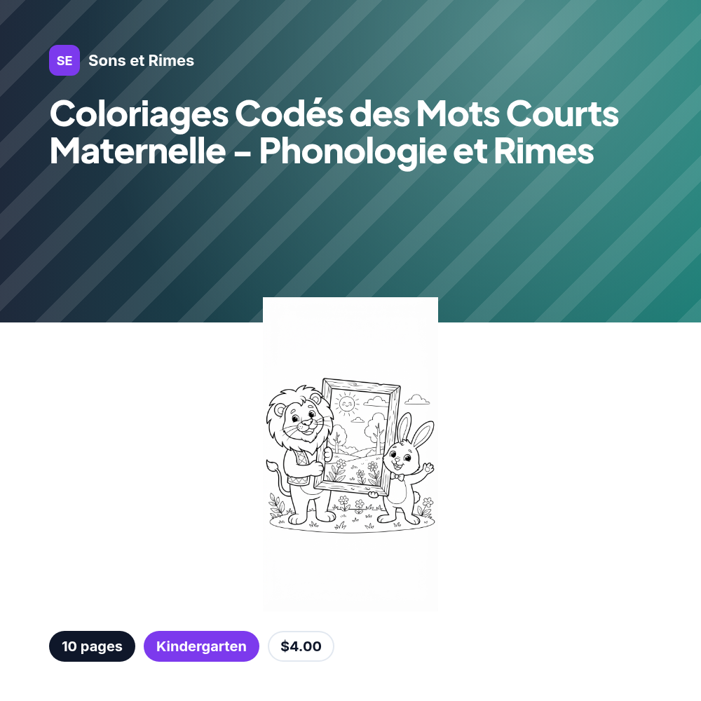 Coloriages Codés des Mots Courts Maternelle - Phonologie et Rimes