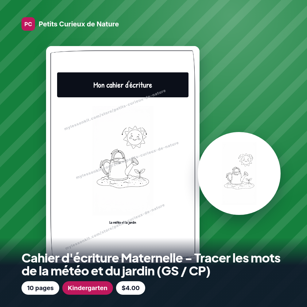Cahier d'écriture Maternelle - Tracer les mots de la météo et du jardin (GS / CP)