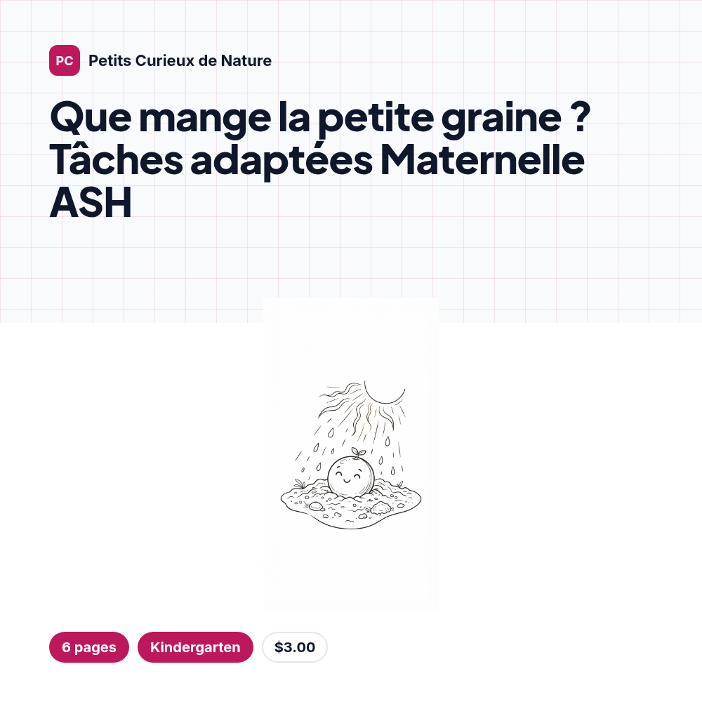 Que mange la petite graine ? Tâches adaptées Maternelle ASH