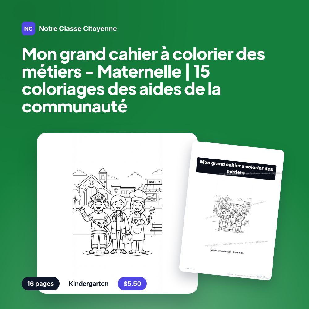 Mon grand cahier à colorier des métiers - Maternelle | 15 coloriages des aides de la communauté