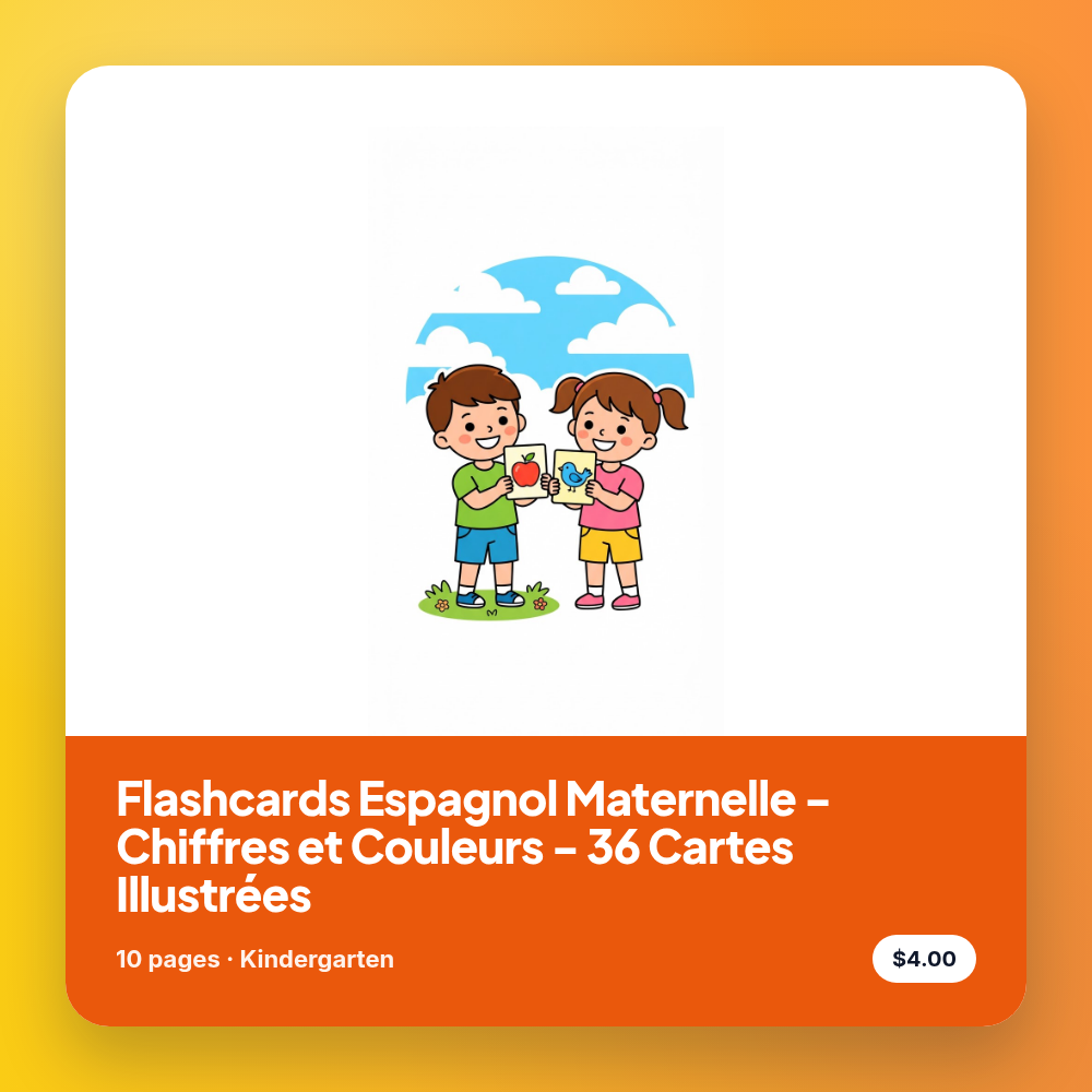 Flashcards Espagnol Maternelle - Chiffres et Couleurs - 36 Cartes Illustrées