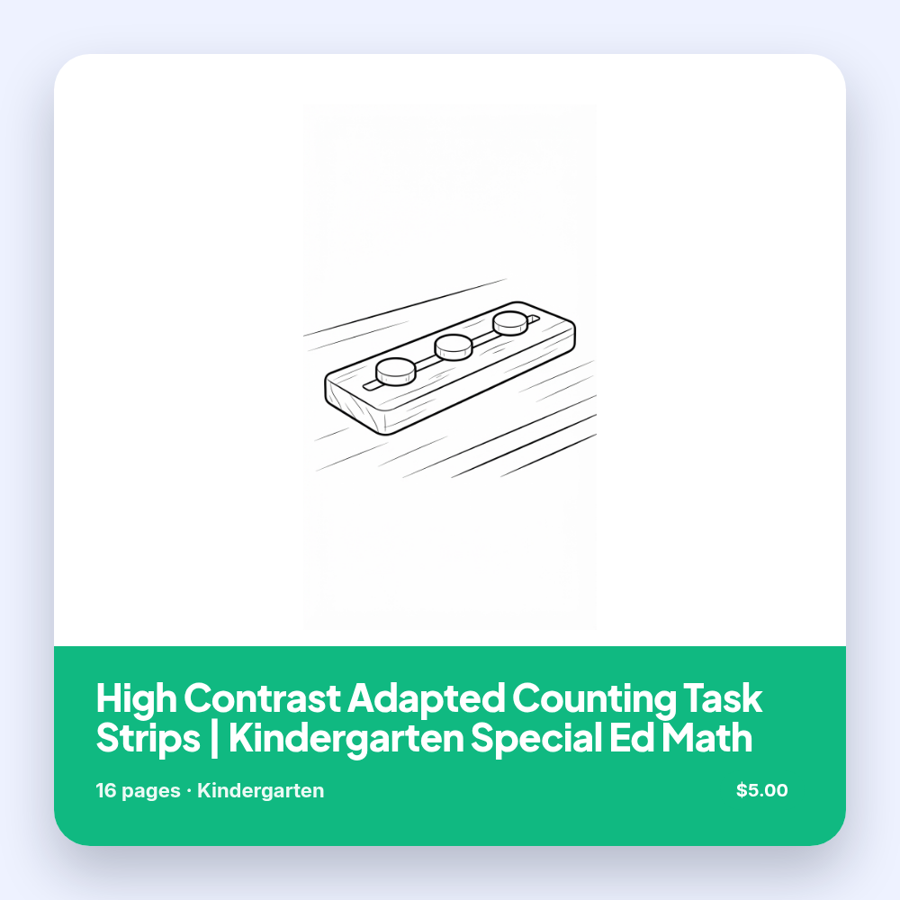 High Contrast Adapted Counting Task Strips | Kindergarten Special Ed Math