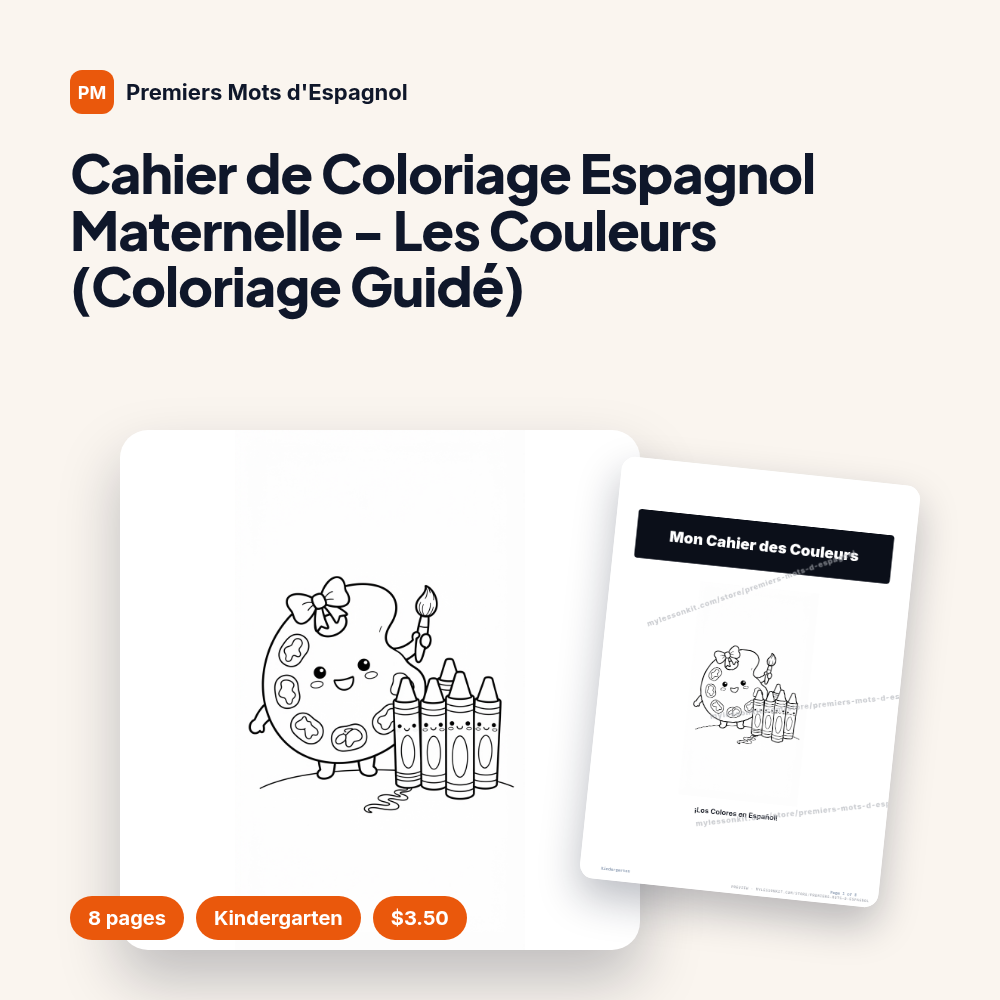 Cahier de Coloriage Espagnol Maternelle - Les Couleurs (Coloriage Guidé)