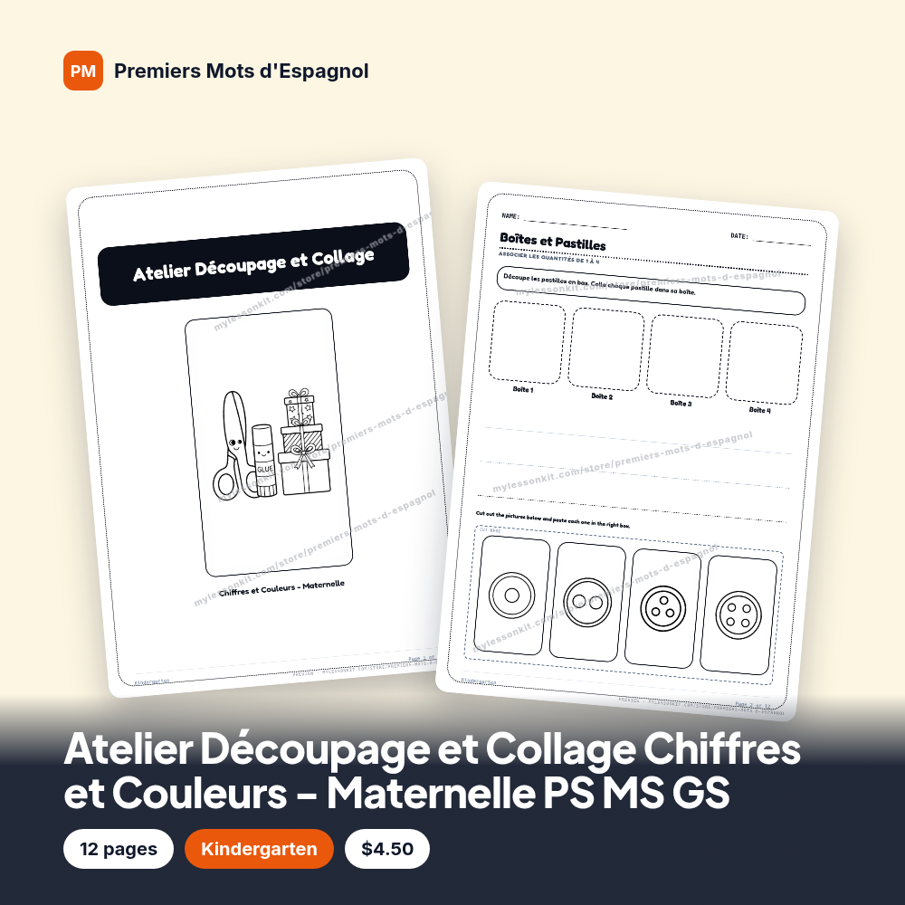 Atelier Découpage et Collage Chiffres et Couleurs - Maternelle PS MS GS
