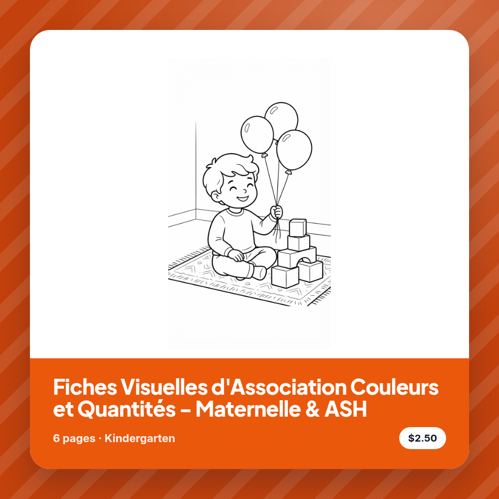 Fiches Visuelles d'Association Couleurs et Quantités - Maternelle & ASH