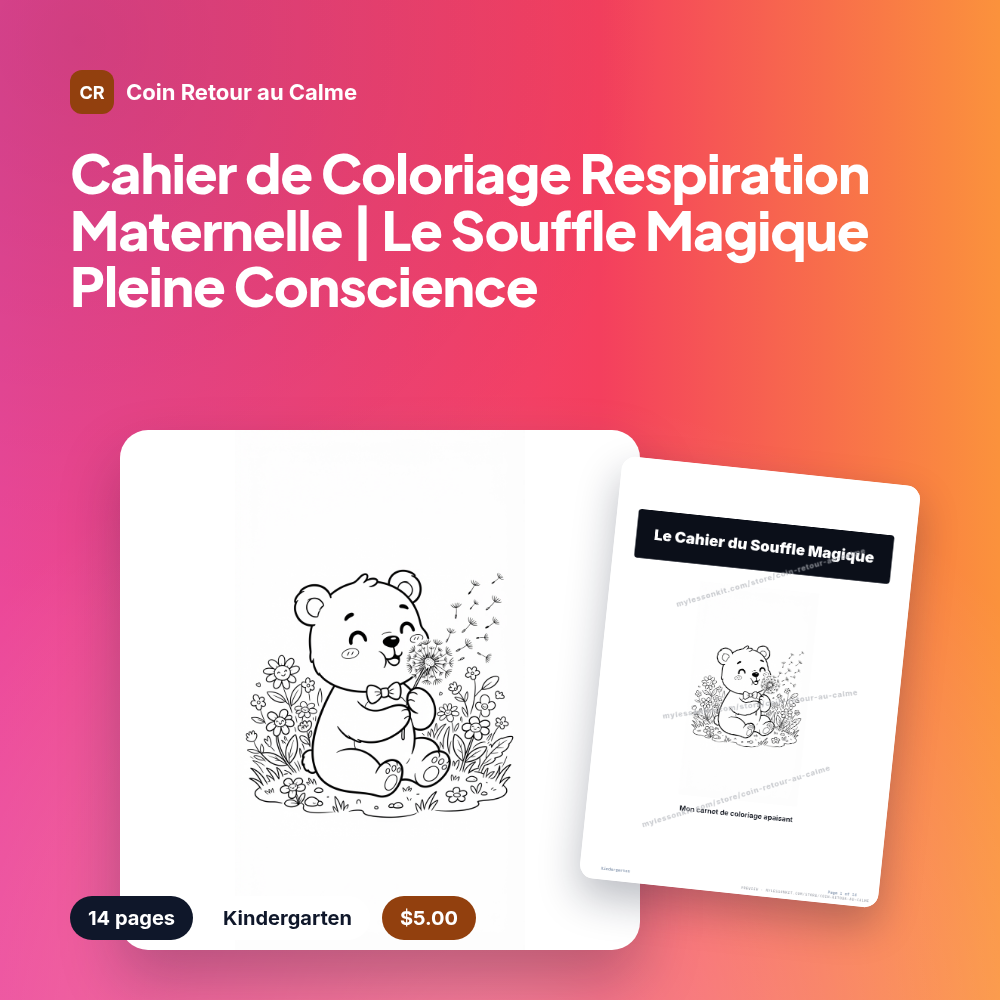 Cahier de Coloriage Respiration Maternelle | Le Souffle Magique Pleine Conscience