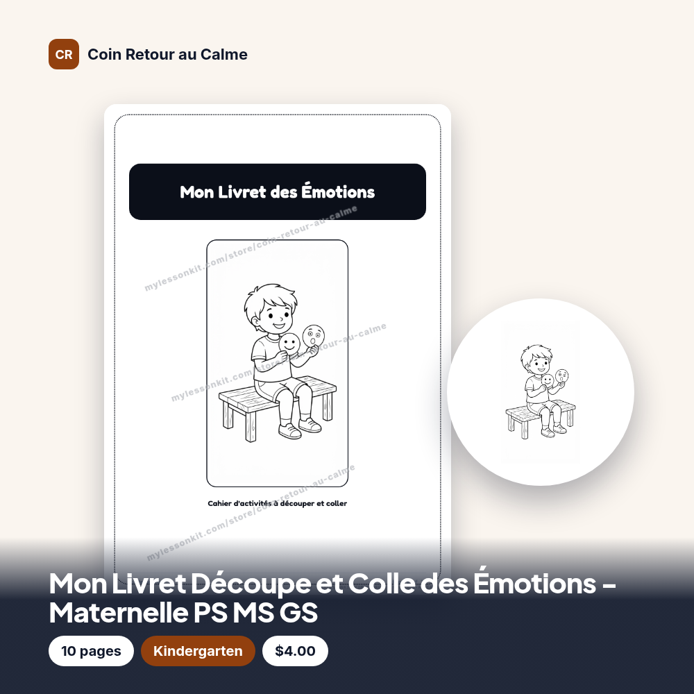 Mon Livret Découpe et Colle des Émotions - Maternelle PS MS GS