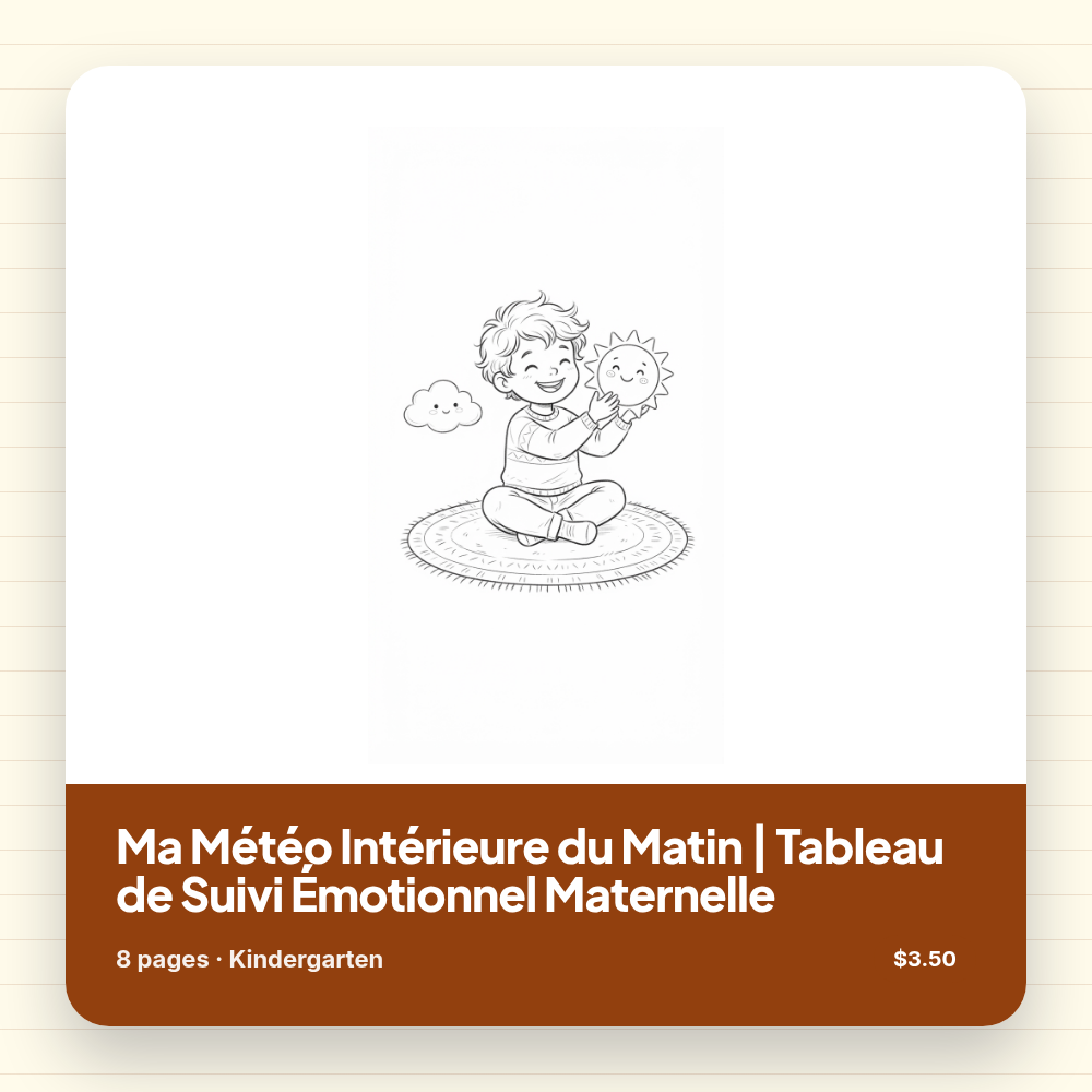 Ma Météo Intérieure du Matin | Tableau de Suivi Émotionnel Maternelle