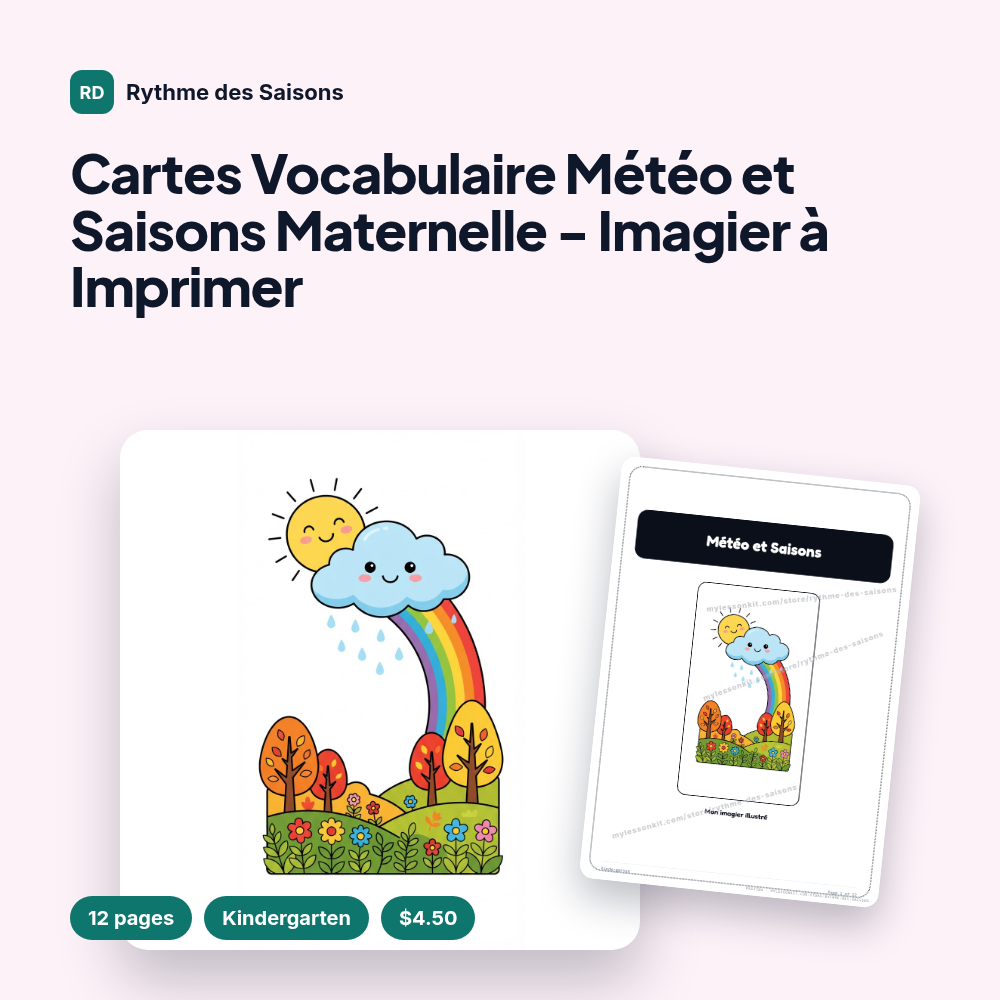 Cartes Vocabulaire Météo et Saisons Maternelle - Imagier à Imprimer