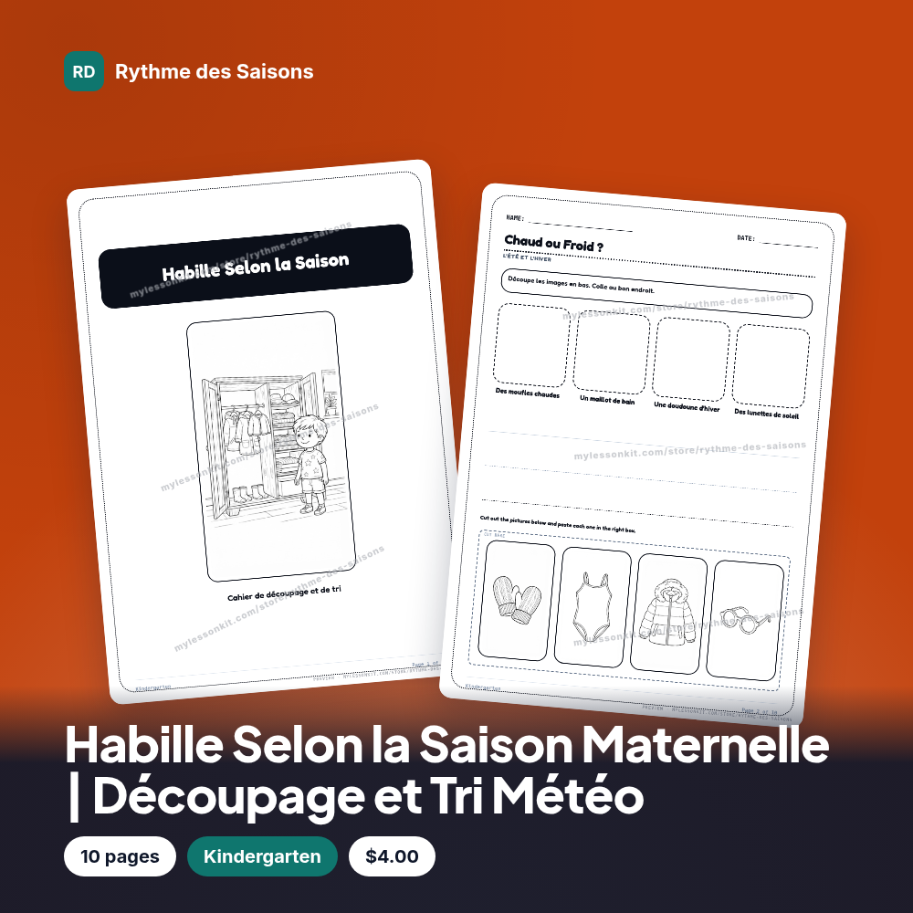 Habille Selon la Saison Maternelle | Découpage et Tri Météo