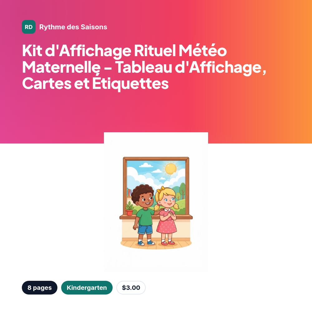 Kit d'Affichage Rituel Météo Maternelle - Tableau d'Affichage, Cartes et Étiquettes