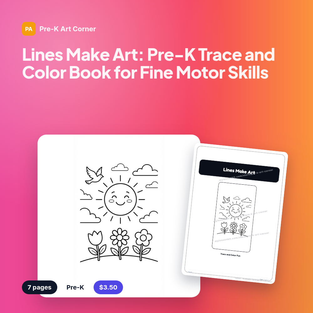 Lines Make Art: Pre-K Trace and Color Book for Fine Motor Skills