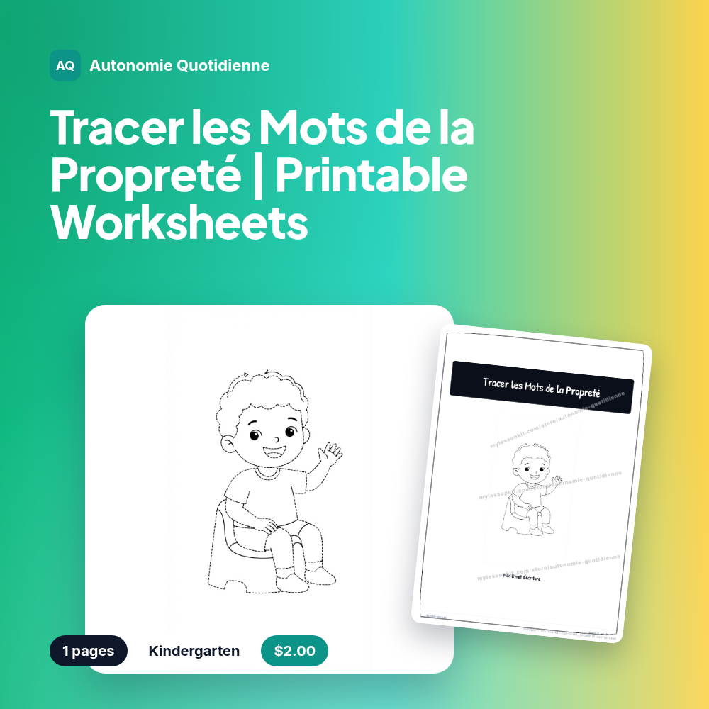 Tracer les Mots de la Propreté | Printable Worksheets