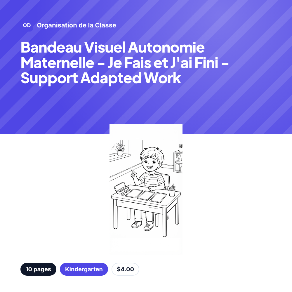 Bandeau Visuel Autonomie Maternelle - Je Fais et J'ai Fini - Support Adapted Work