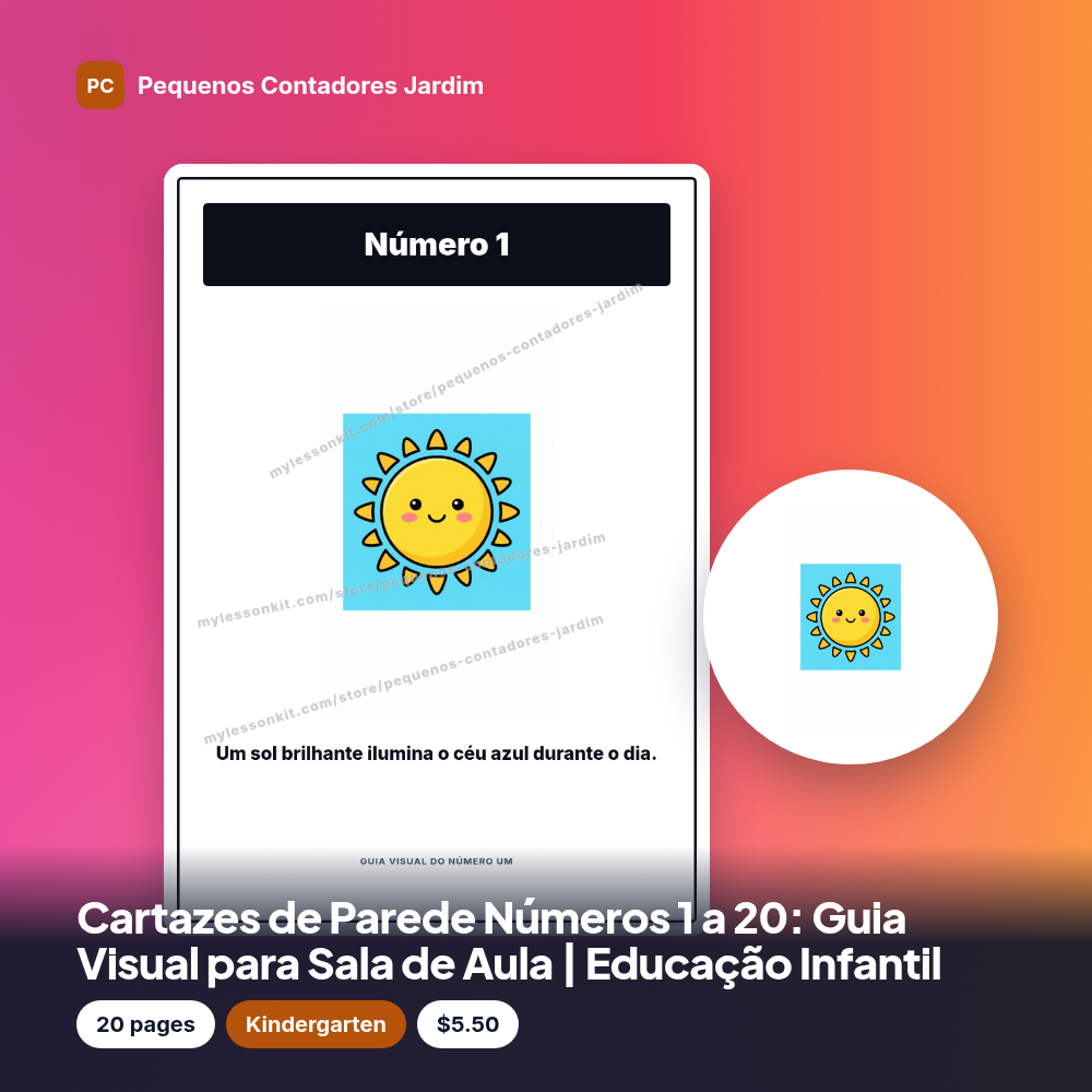 Cartazes de Parede Números 1 a 20: Guia Visual para Sala de Aula | Educação Infantil