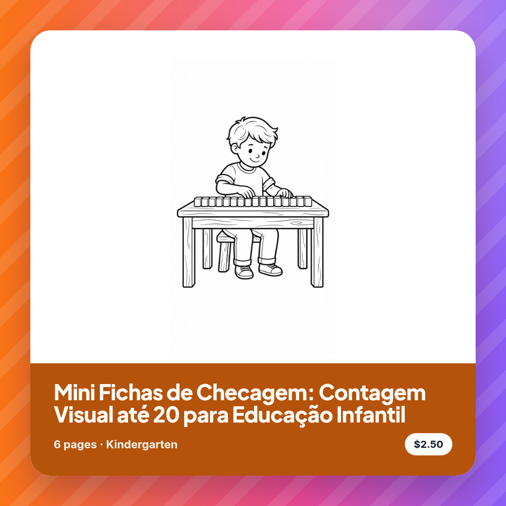 Mini Fichas de Checagem: Contagem Visual até 20 para Educação Infantil
