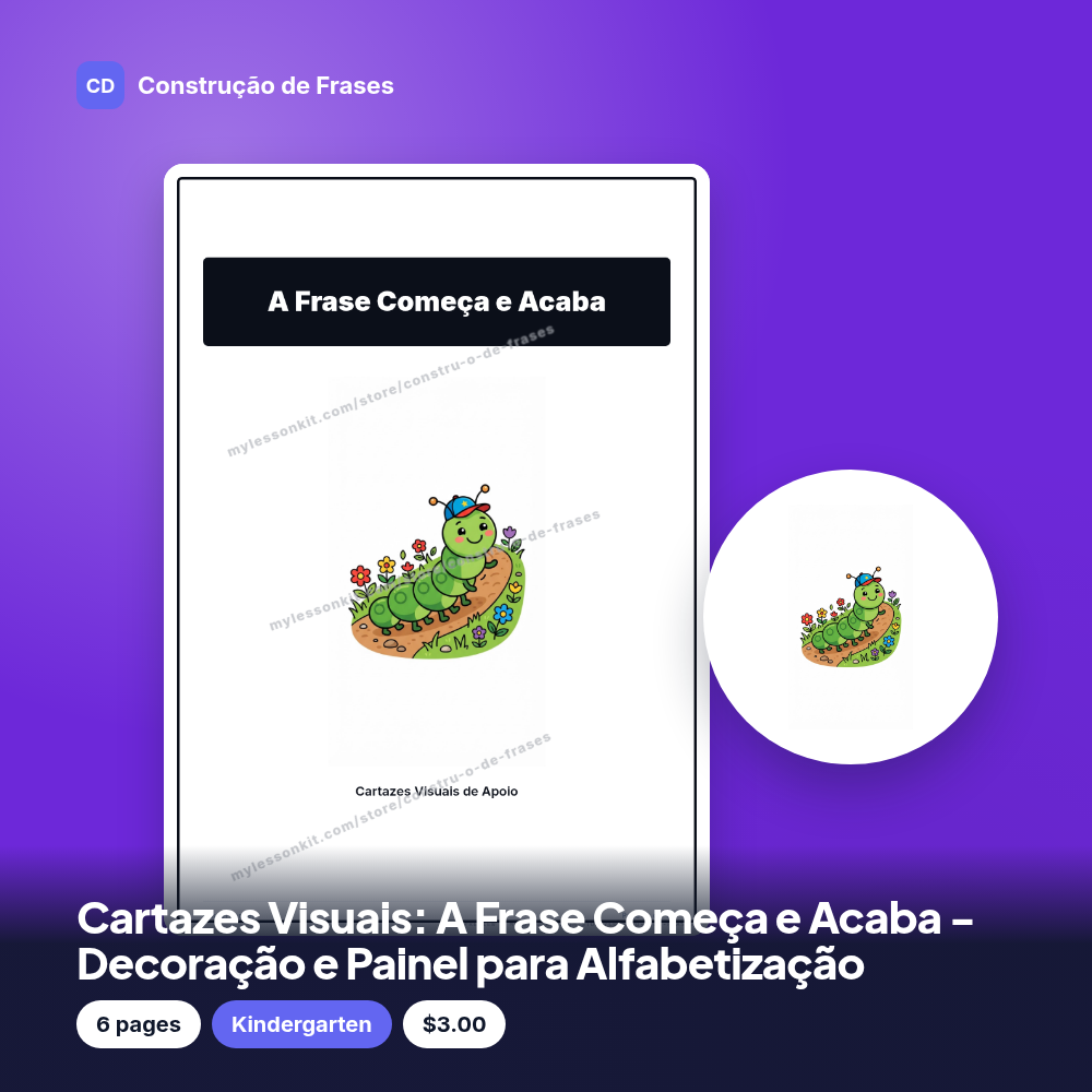Cartazes Visuais: A Frase Começa e Acaba - Decoração e Painel para Alfabetização