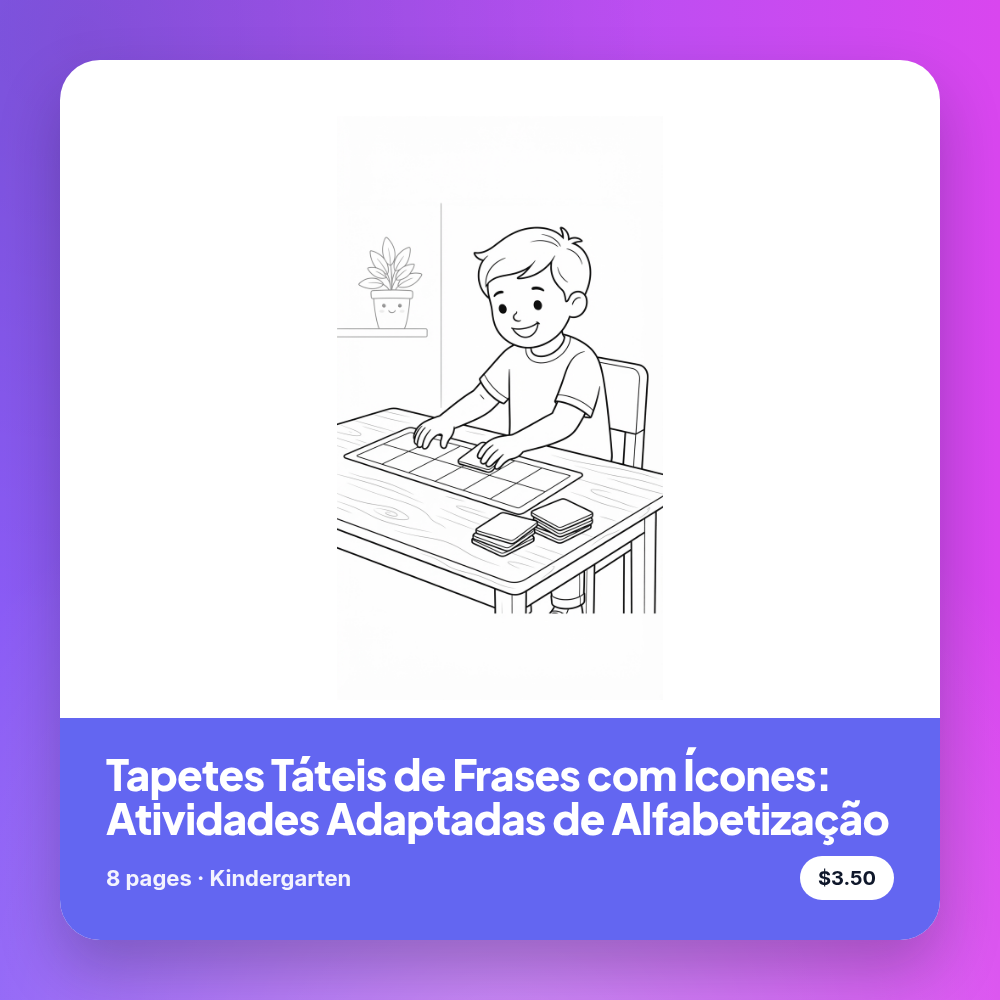 Tapetes Táteis de Frases com Ícones: Atividades Adaptadas de Alfabetização